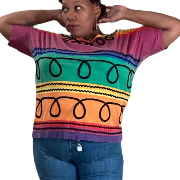 Multicolored T-Shirt with black embellishment - Picture 6 of 6